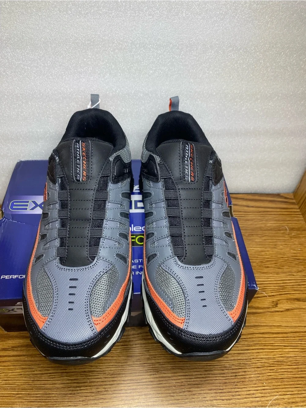 Skechers After Burn Memory Foam Shoes Black Gray Mens Size 11 Extra Wide Fit New